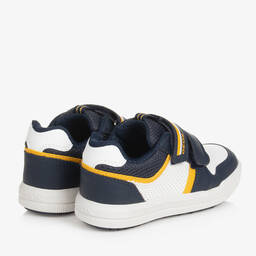 جيوكس-ترينرز بشريط لاصق جلد صناعي لون أبيض وكحلي | Childrensalon Outlet