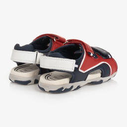Geox-Boys Red & Blue Leather Sandals | Childrensalon Outlet
