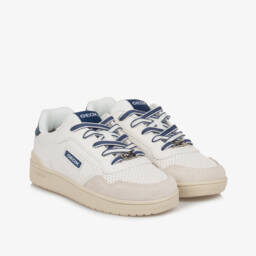 Geox-Boys White Leather Look Sneakers | Childrensalon Outlet