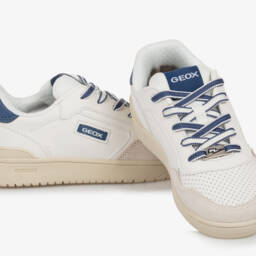 Geox-Boys White Leather Look Sneakers | Childrensalon Outlet