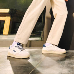 Geox-Boys White Leather Look Sneakers | Childrensalon Outlet