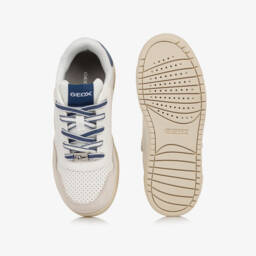 Geox-Boys White Leather Look Sneakers | Childrensalon Outlet