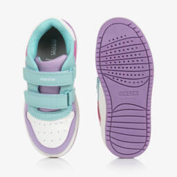 Geox-Girls Aqua and Lilac Velcro Trainers | Childrensalon Outlet