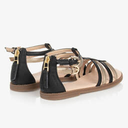 Geox-Черно-золотистые сандалии из искусственной кожи | Childrensalon Outlet