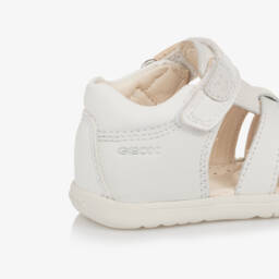 Geox-Girls Elegant White Leather Strappy Sandals | Childrensalon Outlet