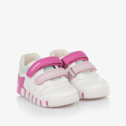 Geox-Girls Off-White Faux Leather Sneakers | Childrensalon Outlet