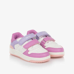 Geox-Girls Sporty White & Purple Sneakers | Childrensalon Outlet