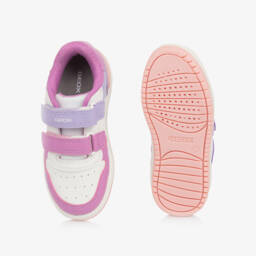 Geox-Girls Sporty White & Purple Sneakers | Childrensalon Outlet