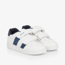 Geox-Girls White Glitter Velcro Trainers | Childrensalon Outlet
