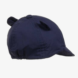 Giamo-Baby Boys Blue Cotton Motorcycle Cap | Childrensalon Outlet