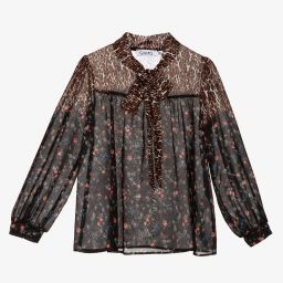 Giamo-Black Floral Chiffon Blouse | Childrensalon Outlet