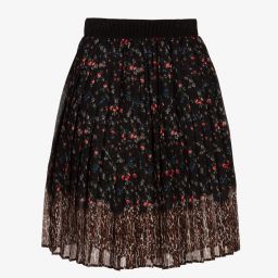 Giamo-Black Floral Chiffon Skirt | Childrensalon Outlet