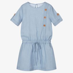 Giamo-Blue Lightweight Linen Dress | Childrensalon Outlet