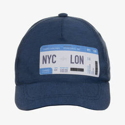 جيامو-Boys Blue Cotton Canvas Cap | Childrensalon Outlet