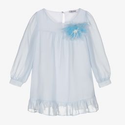 Giamo-Girls Blue Chiffon Dress | Childrensalon Outlet