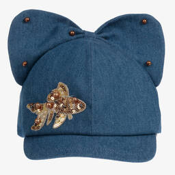 Giamo-Girls Blue Denim Cap | Childrensalon Outlet