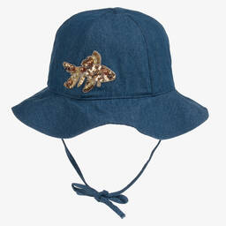 Giamо-Girls Blue Denim Sun Hat | Childrensalon Outlet