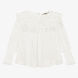 Giamo-Girls Ivory Plumeti Blouse | Childrensalon Outlet