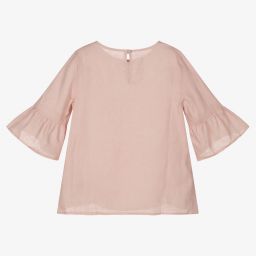 Giamo-Girls Pink Linen Blouse | Childrensalon Outlet