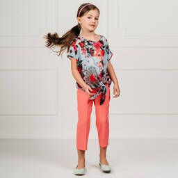 Giamo-Girls Pink Tailored Trousers | Childrensalon Outlet