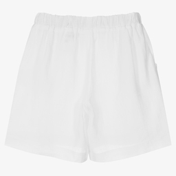 Giamo-Girls Sheer White Linen Shorts | Childrensalon Outlet