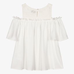 Giamo-Girls White Chiffon Blouse | Childrensalon Outlet