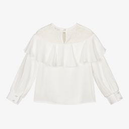 Giamo-Girls White Chiffon Blouse | Childrensalon Outlet