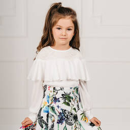 Giamo-Girls White Chiffon Blouse | Childrensalon Outlet