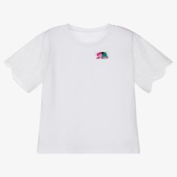 Giamo-Girls White Cotton T-Shirt | Childrensalon Outlet