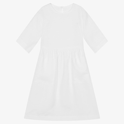 Giamo-Girls White Linen Dress | Childrensalon Outlet