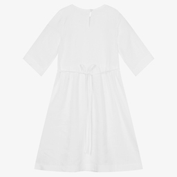 Giamo-Girls White Linen Dress | Childrensalon Outlet