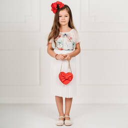 Giamo-Girls White Pleated Skirt | Childrensalon Outlet