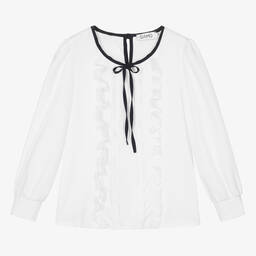 Giamо-Белая блузка с рюшами для девочек | Childrensalon Outlet