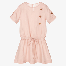 Giamo-Pink Lightweight Linen Dress | Childrensalon Outlet