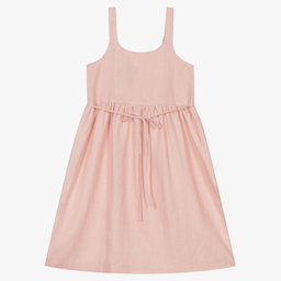 Giamo-Pink Linen Pinafore Dress | Childrensalon Outlet