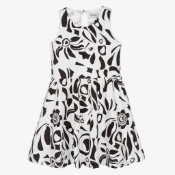 Giamo-White & Black Floral Dress | Childrensalon Outlet