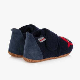 Giesswein-Boys Blue Wool Felt Slippers | Childrensalon Outlet