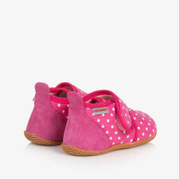 Giesswein-Girls Pink Cotton Polka Dot Slippers | Childrensalon Outlet