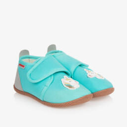 Giesswein-Girls Turquoise Cotton Unicorn Slippers | Childrensalon Outlet