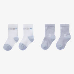 جيفنشي-جوارب مزيج قطن محبوك لون أزرق وأبيض (عدد 2) | Childrensalon Outlet