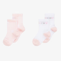 جيفنشي-جوارب مزيج قطن محبوك لون زهري للمولودات (عدد 2) | Childrensalon Outlet