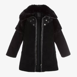 Givenchy-Black Faux Shearling Coat | Childrensalon Outlet