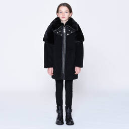 Givenchy-Black Faux Shearling Coat | Childrensalon Outlet