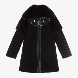 Givenchy-Black Faux Shearling Coat | Childrensalon Outlet