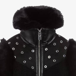 Givenchy-Black Faux Shearling Coat | Childrensalon Outlet