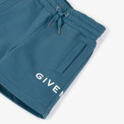 Givenchy-Boys Ash Blue Cotton Blend Shorts | Childrensalon Outlet