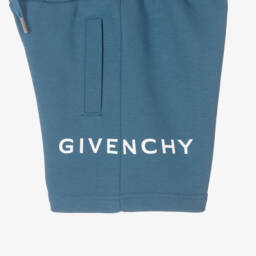 Givenchy-Boys Ash Blue Cotton Blend Shorts | Childrensalon Outlet
