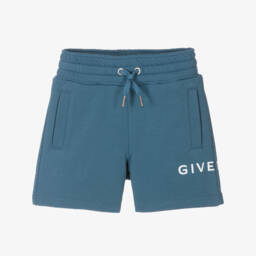 Givenchy-Boys Ash Blue Cotton Blend Shorts | Childrensalon Outlet