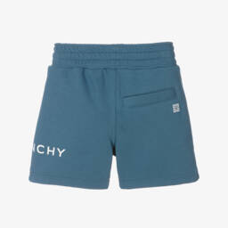 Givenchy-Boys Ash Blue Cotton Blend Shorts | Childrensalon Outlet