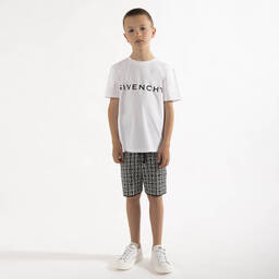 Givenchy-Boys Black 4G Jacquard Knit Shorts | Childrensalon Outlet